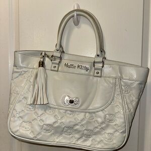 Hello Kitty Cream Embossed Tote with Tassel